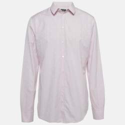 مملوكة مسبقًا قميص دولتشي أند غابانا جاكار شعار زهري قطن ملائم ذهبي مقاس ثلاثة إكس لارج