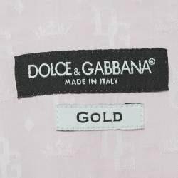 Pre Owned قميص دولتشي أند غابانا جاكار شعار زهري قطن ملائم ذهبي مقاس ثلاثة إكس لارج