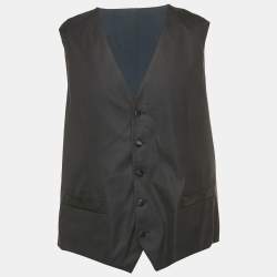 مملوكة مسبقًا Dolce & Gabbana Navy Blue Wool and Silk Formal Vest XXXL