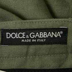 مملوكة مسبقًا Dolce & Gabbana Sage Green Linen Trousers XXL