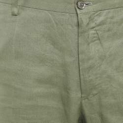 مملوكة مسبقًا Dolce & Gabbana Sage Green Linen Trousers XXL