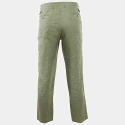 مملوكة مسبقًا Dolce & Gabbana Sage Green Linen Trousers XXL