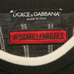 Pre Owned سترة دولتشي أند غابانا صوف مخطط أبيض وأسود تفاصيل رقعة الملك مقاس متوسط