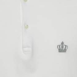 مملوكة مسبقًا تي شيرت دولتشي أند غابانا قطن أبيض مُطرز بتاج مقاس كبير - لارج