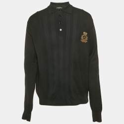 Pre Owned Dolce & Gabbana Black Knit Applique Detail Oversized T-Shirt S