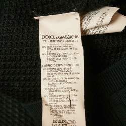 Pre Owned Dolce & Gabbana Black Knit Applique Detail Oversized T-Shirt S