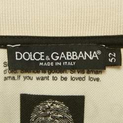 مملوكة مسبقًا تي شيرت بولو دولتشي أند غابانا بيكيه قطن كريمي بحروف دي جي مقاس إكس إكس لارج