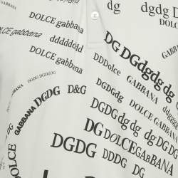 مملوكة مسبقًا تي شيرت بولو دولتشي أند غابانا بيكيه قطن كريمي بحروف دي جي مقاس إكس إكس لارج