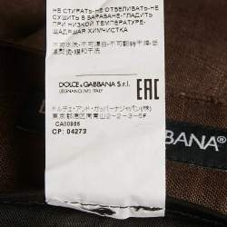 مملوكة مسبقًا بنطلون كتان بني دولشي أند غابانا بطيات مقاس وسط - ميديام