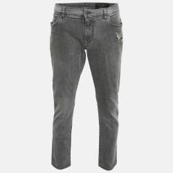 مملوكة مسبقًا Dolce & Gabbana Grey Denim Skinny Jeans M/Waist 40"
