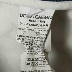 Pre Owned Dolce & Gabbana Blue Denim Distressed Cropped Jeans M/Waist 34"