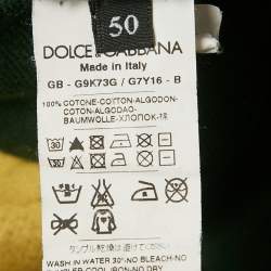 Pre Owned Dolce & Gabbana Green Printed Cotton Distressed Hoodie L