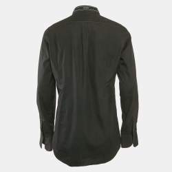 مملوكة مسبقًا Dolce & Gabbana Black Cotton Logo Tape Detail Shirt L