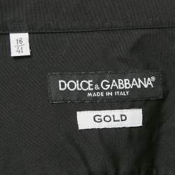 مملوكة مسبقًا Dolce & Gabbana Black Cotton Logo Tape Detail Shirt L