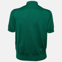 مملوكة مسبقًا Dolce & Gabbana Green Wool Knit Polo T-Shirt L