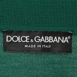 مملوكة مسبقًا Dolce & Gabbana Green Wool Knit Polo T-Shirt L