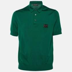 مملوكة مسبقًا Dolce & Gabbana Green Wool Knit Polo T-Shirt L