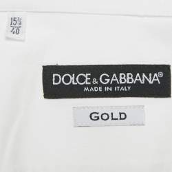 Pre Owned Dolce & Gabbana Gold White Cotton Regular Fit Shirt M
