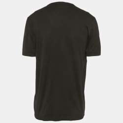 Pre Owned تي شيرت دولشي آند غابانا جيرسي أسود بتطريز عائلة دي جي مقاس كبير (لارج)