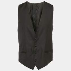 مملوكة مسبقًا سديري دولتشي & غابانا صوف منقوش أسود مقاس كبير - اكس لارج