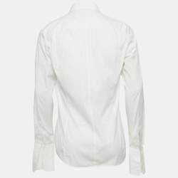 Pre Owned قميص دولتشي أند غابانا قطن أبيض مطبوع بشعار بأكمام طويلة مقاس كبير - لارج