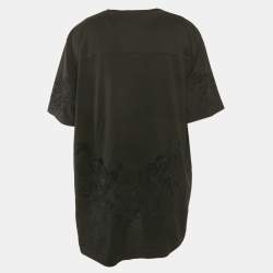 Pre Owned Dolce & Gabbana Black Velvet Print Cotton Knit T-Shirt 4XL