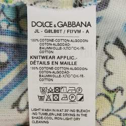 Pre Owned قميص بولو دولتشي أند غابانا نمط هندسي أزرق حرير تريكو مقاس متوسط