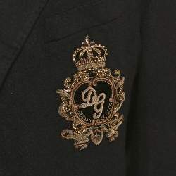 Pre Owned Dolce & Gabbana Black Felt Pocket Detail Taormina Blazer XXXL