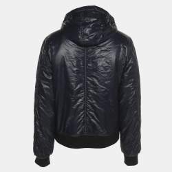 Pre Owned جاكيت بومبر هودي نايلون أزرق كحلي دولتشي أند غابانا مقاس كبير جدًا