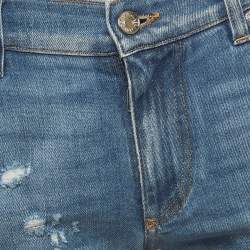Pre Owned Dolce & Gabbana Blue Denim Distressed Slim Fit Jeans M/Waist 32"