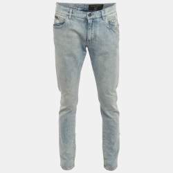 Pre Owned Dolce & Gabbana Blue Denim Slim Fit Jeans M/Waist 33"