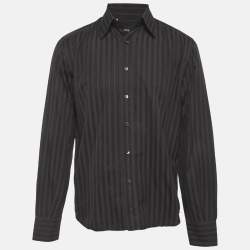 Pre Owned Dolce & Gabbana Brown Striped Cotton Tailored Fit Shirt L