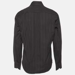 Pre Owned Dolce & Gabbana Brown Striped Cotton Tailored Fit Shirt L