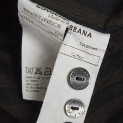 Pre Owned Dolce & Gabbana Brown Striped Cotton Tailored Fit Shirt L
