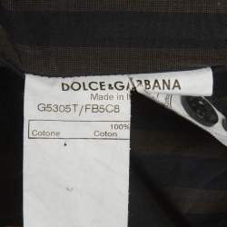 Pre Owned Dolce & Gabbana Brown Striped Cotton Tailored Fit Shirt L