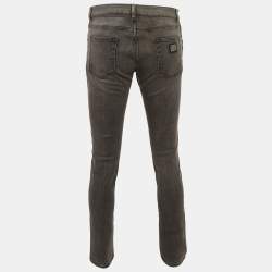 Pre Owned بنطلون جينز دولتشي أند غابانا دينم رمادي ضيق مقاس متوسط (ميديم) الخصر 33"