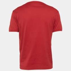 Pre Owned تي شيرت دولتشي آند غابانا أحمر جيرسي مطرز بنحلة مقاس متوسط (ميديم)