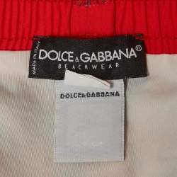 Pre Owned Dolce & Gabbana Blue/Red Coral Print Synthetic Swim Shorts M
