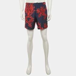 Pre Owned Dolce & Gabbana Beachwear Blue Coral Print Synthetic Swim Shorts M