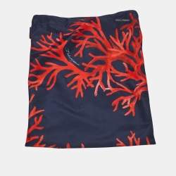 Pre Owned Dolce & Gabbana Beachwear Blue Coral Print Synthetic Swim Shorts M