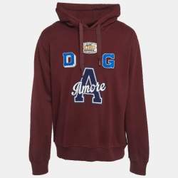 Pre Owned Dolce & Gabbana Burgundy Jersey A Amore Hoodie XXL