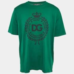 Pre Owned Dolce & Gabbana Green DG Print Jersey T-Shirt XL