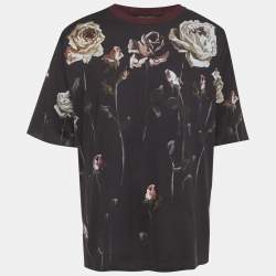 Pre Owned Dolce & Gabbana Blue Floral Print Jersey T-Shirt L