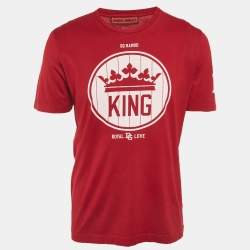 Pre Owned Dolce & Gabbana Red King Print Jersey T-Shirt L