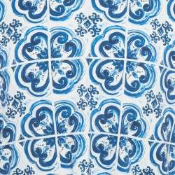 Pre Owned تي شيرت دولتشي أند غابانا بلو جيرسي برقبة دائرية مقاس متوسط