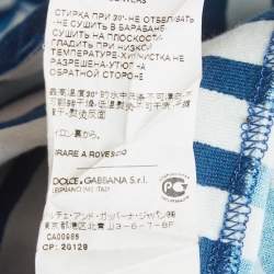 Pre Owned تي شيرت دولتشي أند غابانا بلو جيرسي برقبة دائرية مقاس متوسط