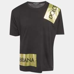 Pre Owned Dolce & Gabbana Black Printed Jersey T-Shirt L