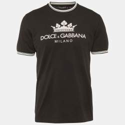 Pre Owned Dolce & Gabbana Black King Print Jersey T-Shirt L