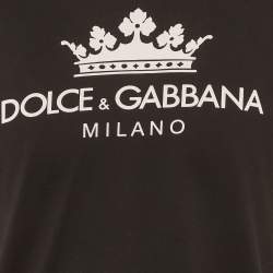 Pre Owned Dolce & Gabbana Black King Print Jersey T-Shirt L