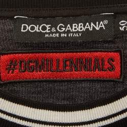 Pre Owned Dolce & Gabbana Black King Print Jersey T-Shirt L